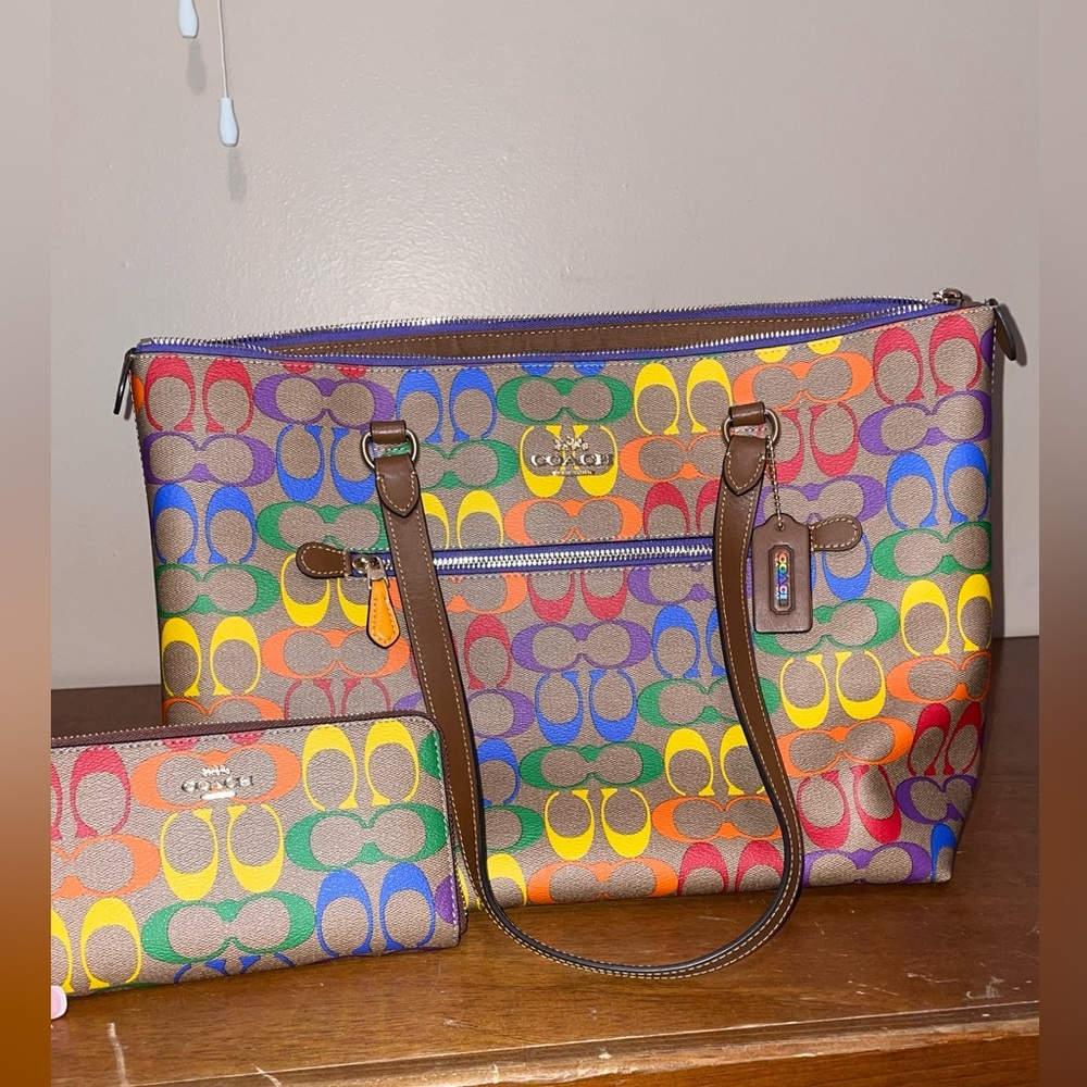 Coach pride rainbow purse with wallet set